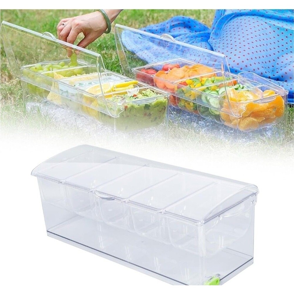 Ice Chilled Condiment Server Plastic Storage Cold Food Container Bar Restaurant